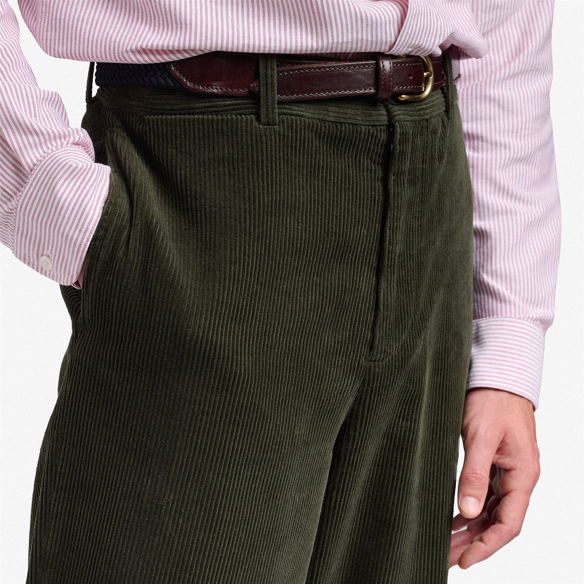 Green Men's Cotton Corduroy Dress