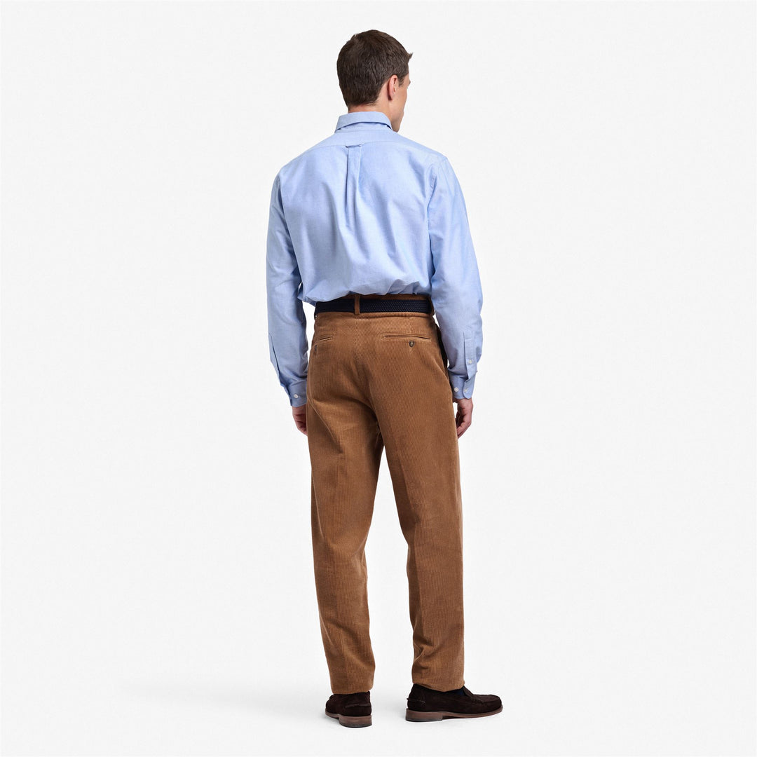 Robe chino marron en velours côtelé pour homme, coupe ajustée main