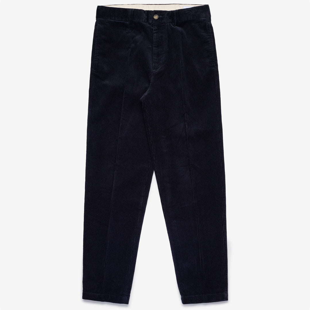 Pantalon chino en velours côtelé bleu foncé pour homme, coupe ajustée 01