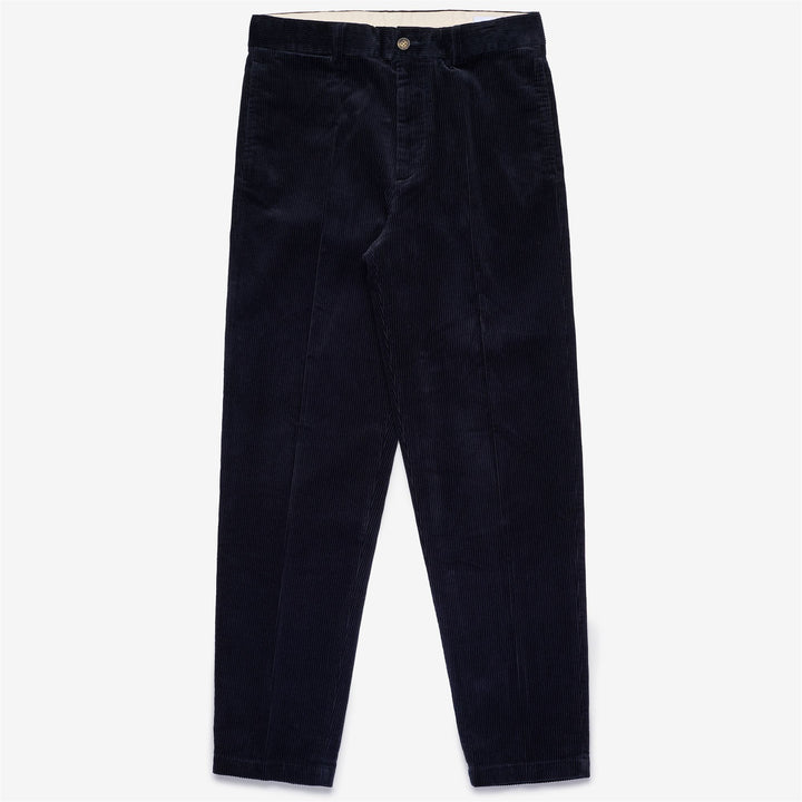 Pantalon chino en velours côtelé bleu foncé pour homme, coupe ajustée 1