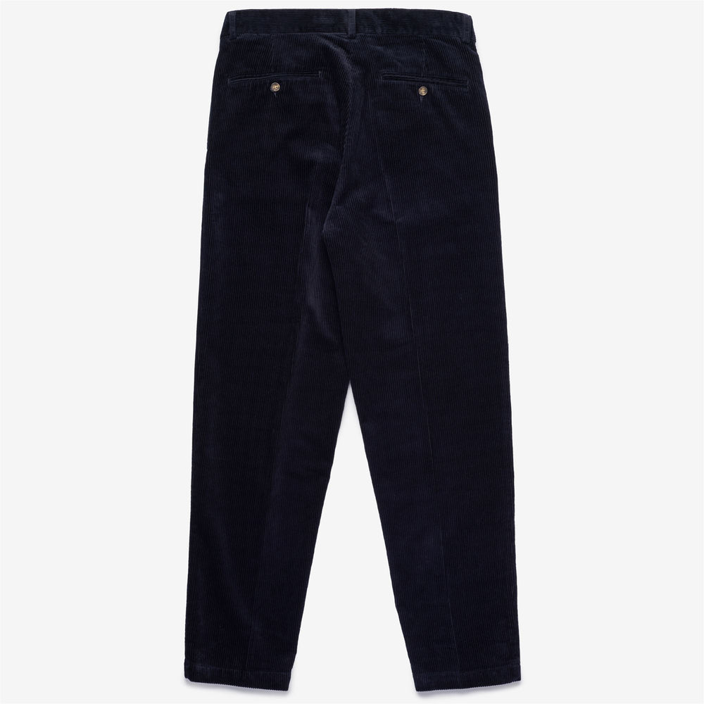 Pantalon chino en velours côtelé bleu foncé pour homme, coupe ajustée 02