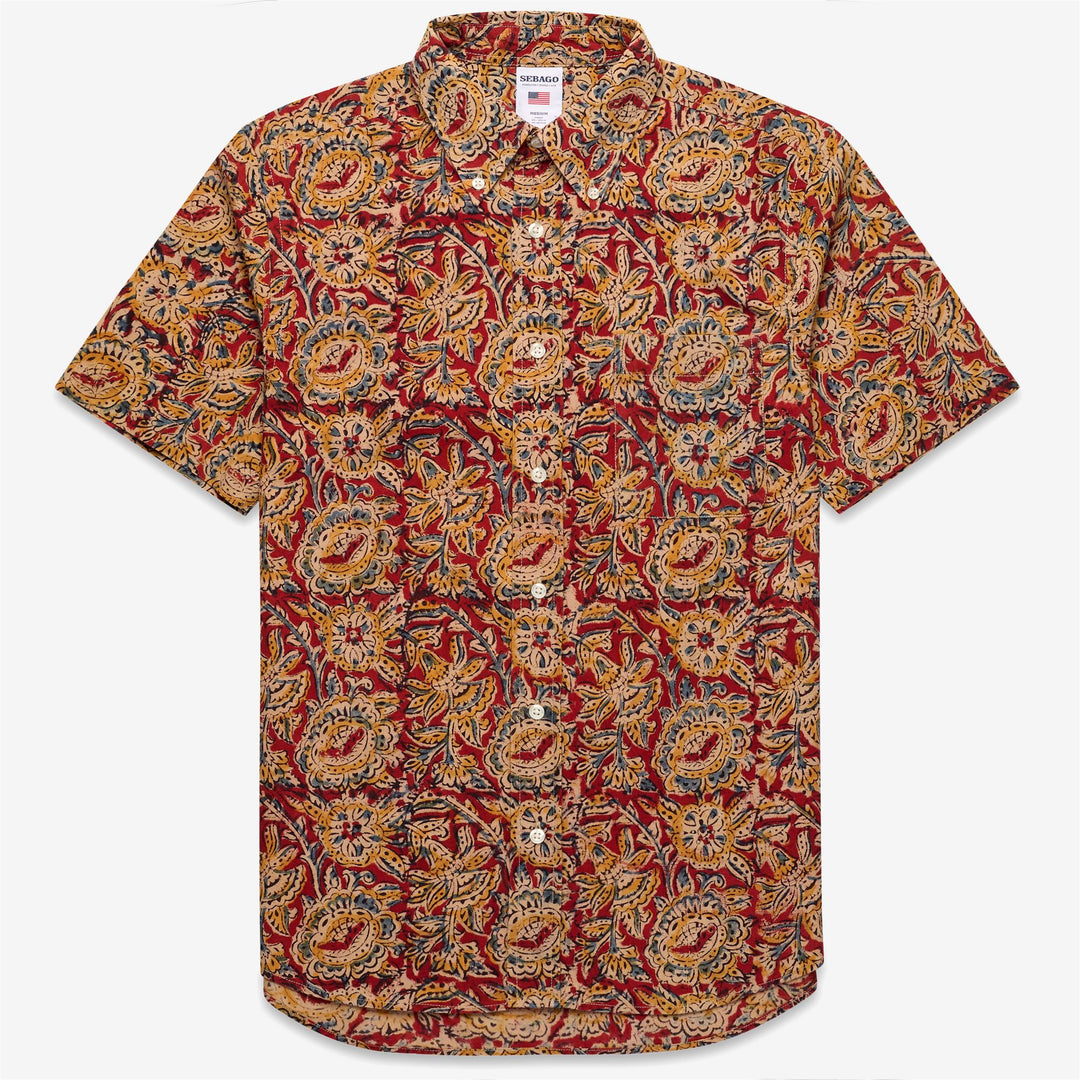 Chemise boutonnée unisexe jaune à imprimé multicolore 01