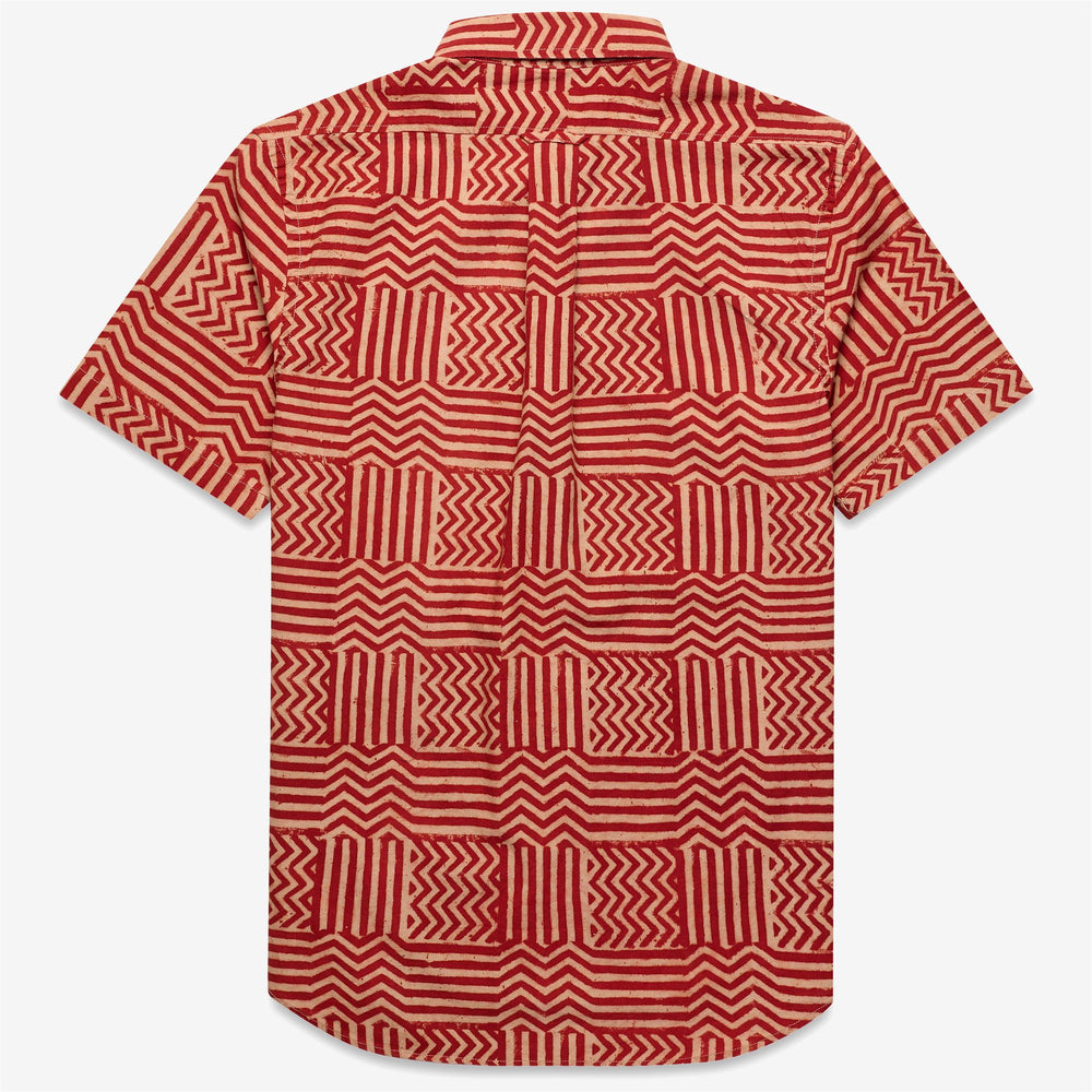 Red unisex Button Down Casual Shirt with Graphic Print 02