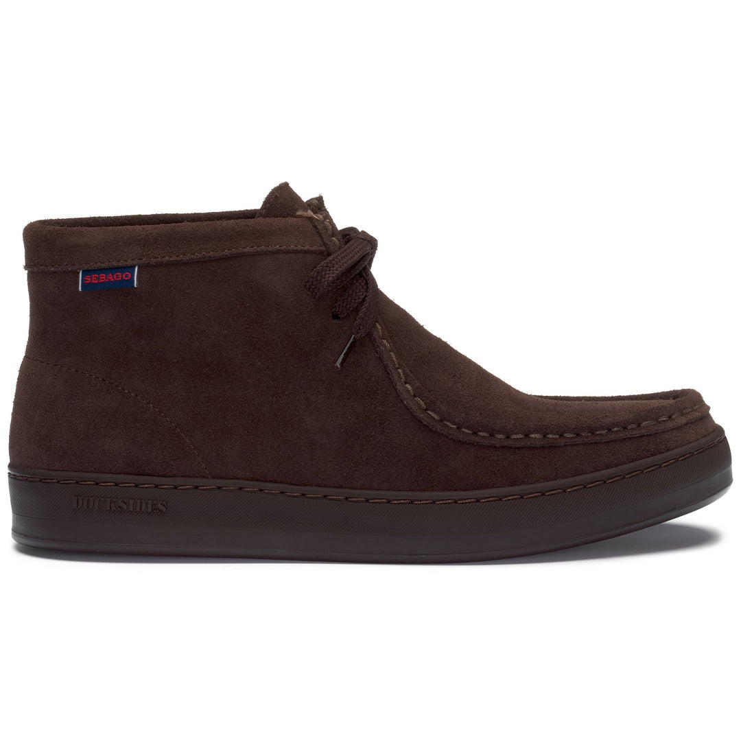 Dark Brown Men's Mid Cut Suede Moccasins with Rubber Cupsole 01