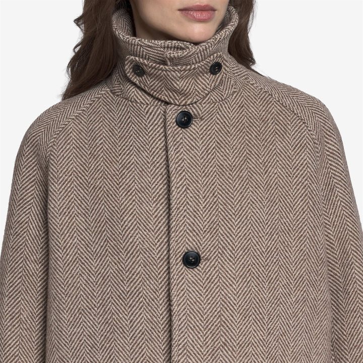 Beige unisex classic herringbone wool coat 7