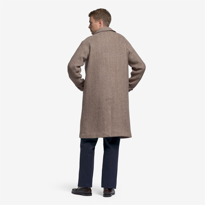 Beige unisex classic herringbone wool coat 5