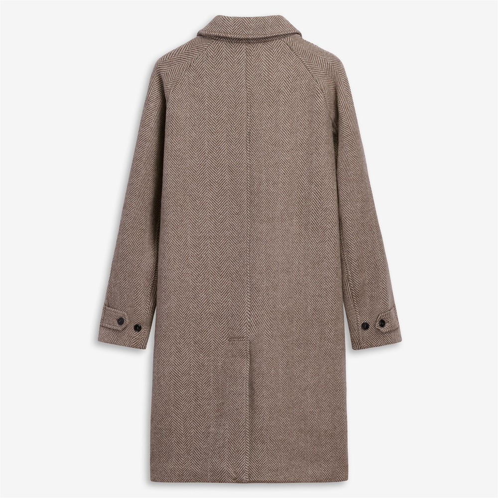 Beige unisex classic herringbone wool coat 02