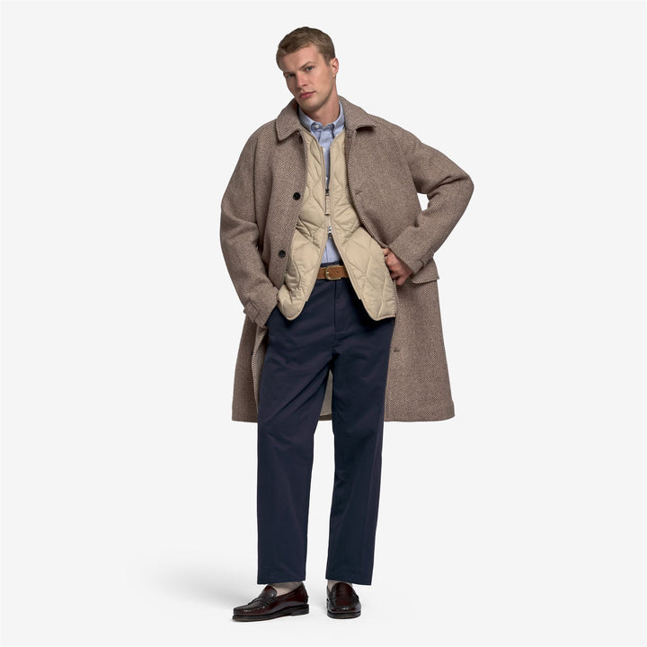 Beige unisex classic herringbone wool coat 4
