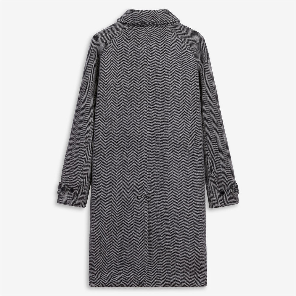 Light Grey Unisex Vintage Herringbone Wool Coat 02