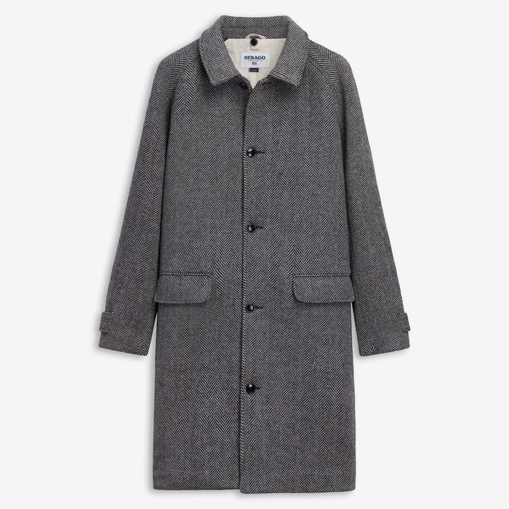 Light Grey Unisex Vintage Herringbone Wool Coat 1