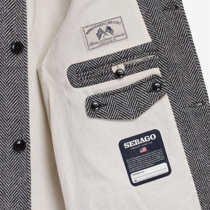Light Grey Unisex Vintage Herringbone Wool Coat 3