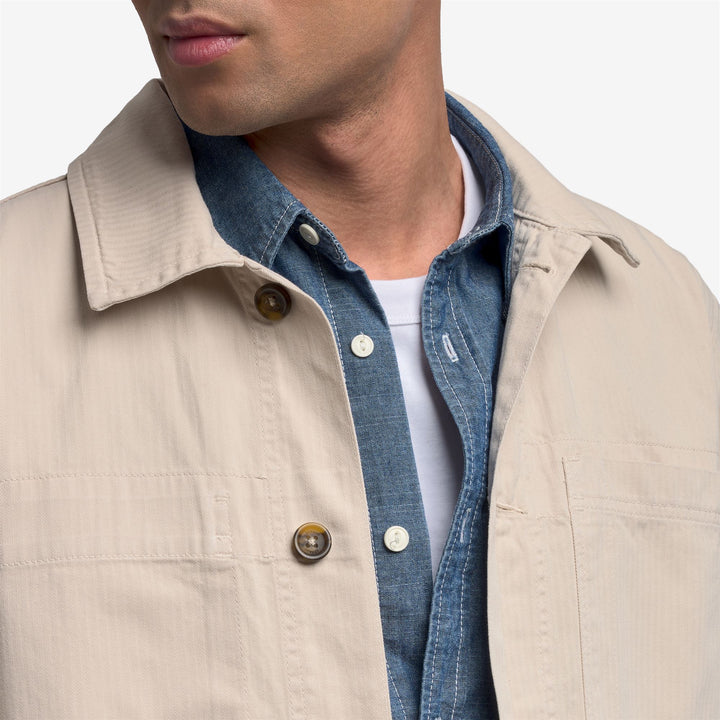 Chaqueta de trabajo unisex beige con diseño de espiga para el tiempo libre 6