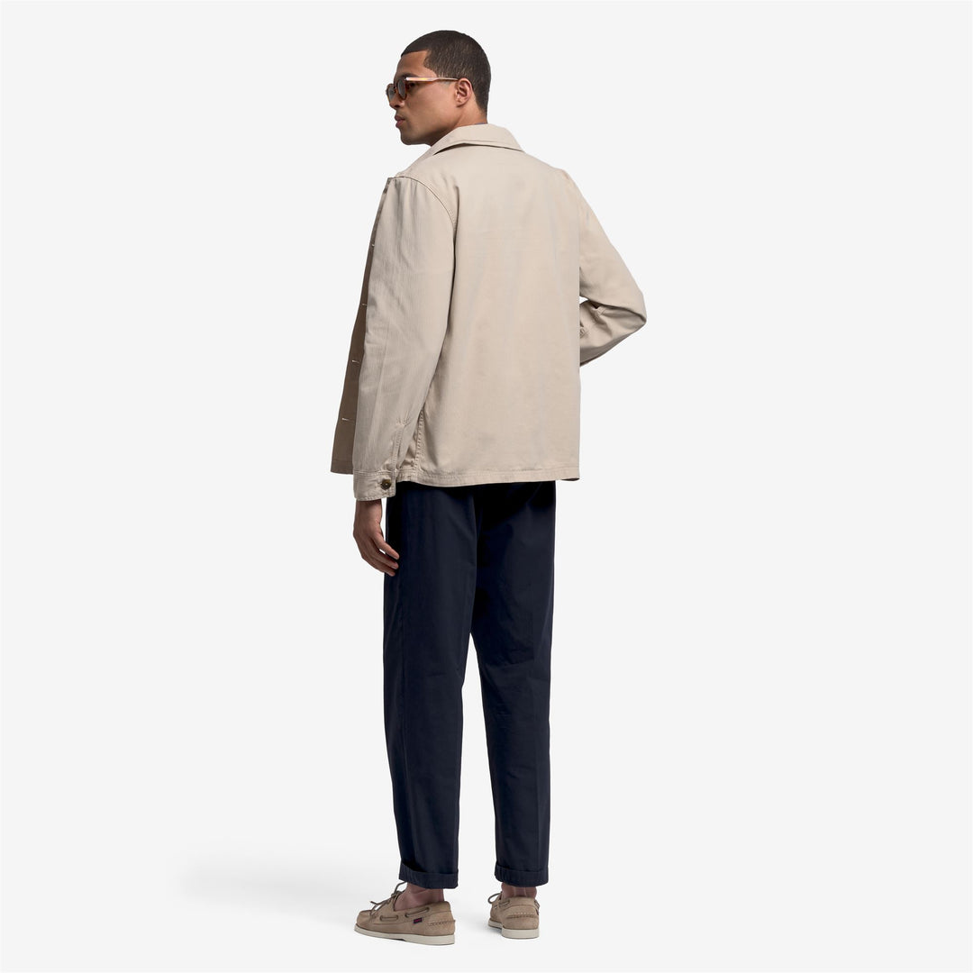 Chaqueta de trabajo unisex beige con diseño de espiga para el tiempo libre main
