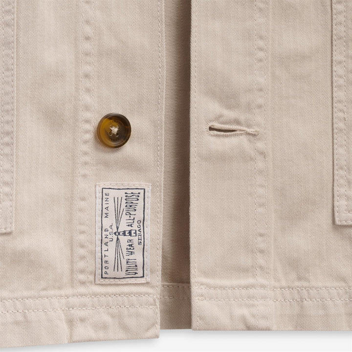 Beige Unisex Herringbone Workwear Jacket for Leisure 4