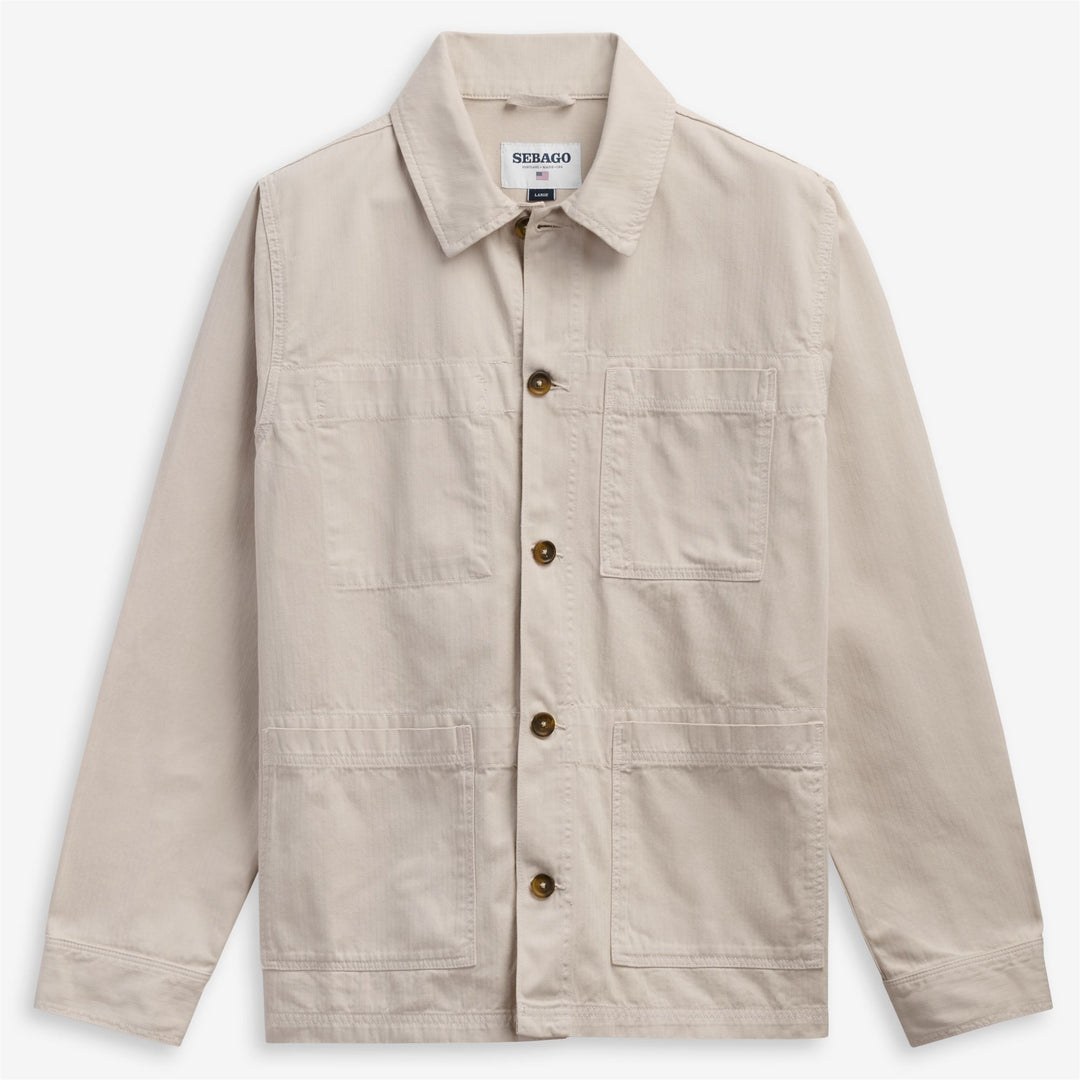 Beige Unisex Herringbone Workwear Jacket for Leisure 01