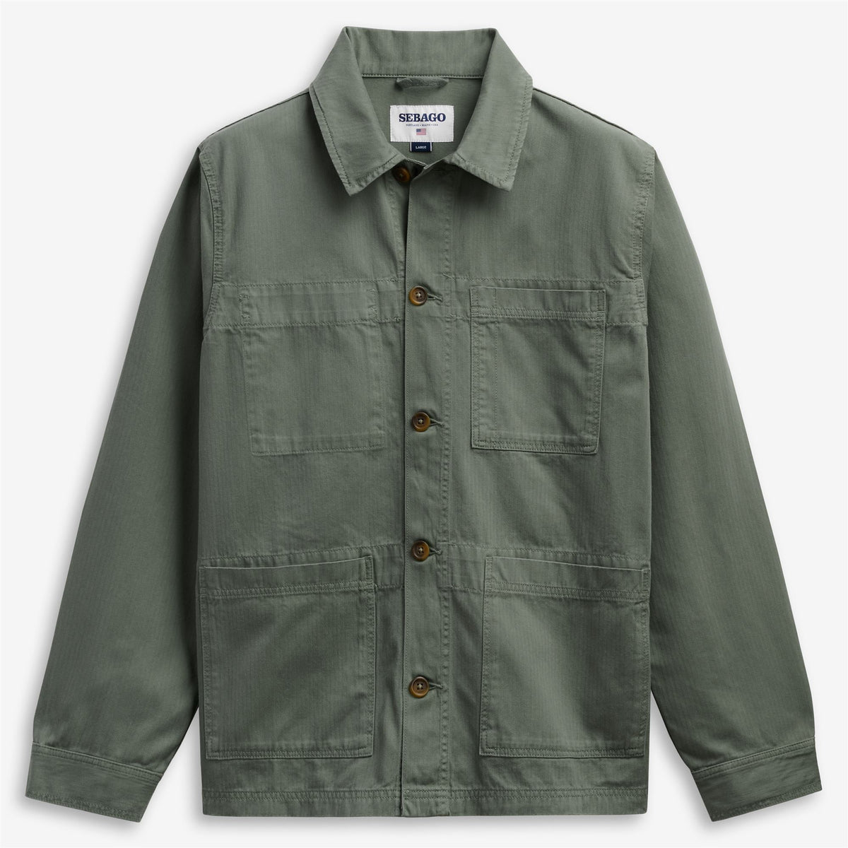 Green Unisex Cotton Herringbone Jacket