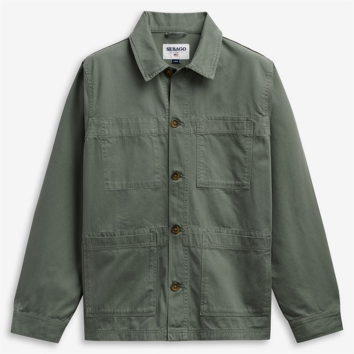 Grüne Unisex-Arbeitsjacke im Fischgrätmuster für die Freizeit 1