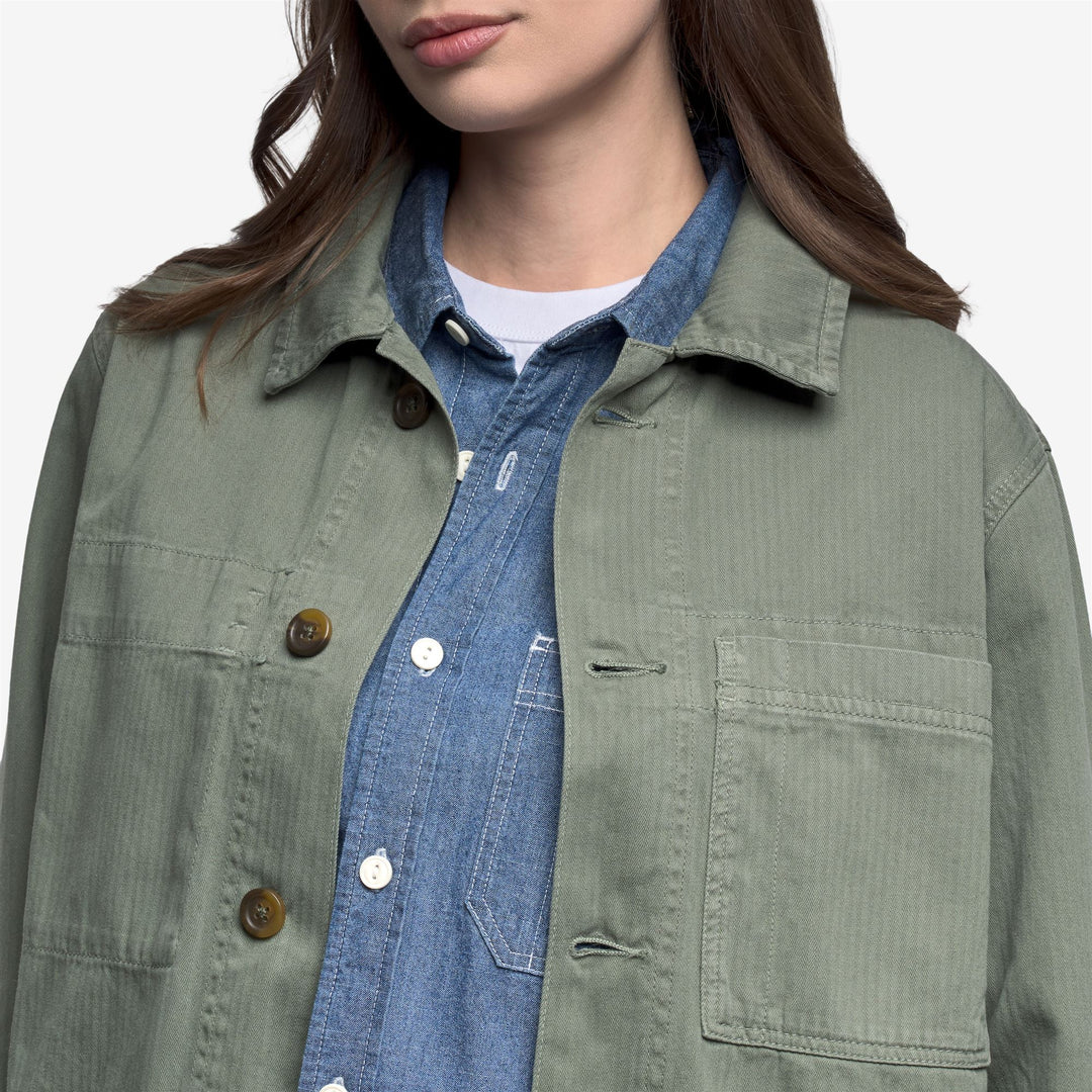 Green Unisex Herringbone Workwear Jacket for Leisure main