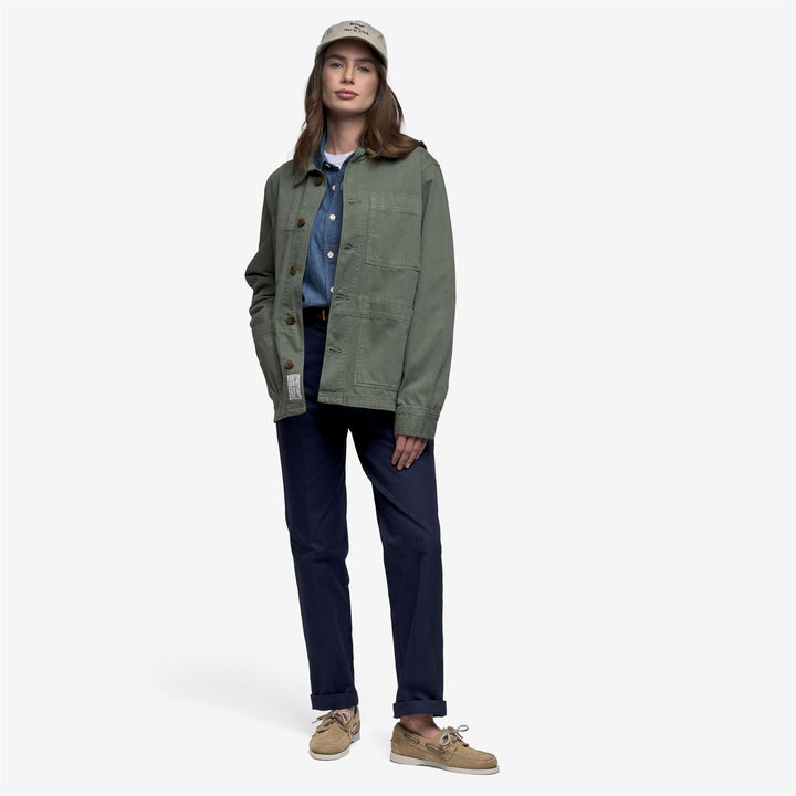 Grüne Unisex-Arbeitsjacke im Fischgrätmuster für die Freizeit 4