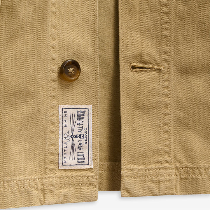 Beige unisex Herringbone Workwear Jacket for Leisure 3