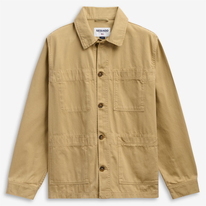 Beige unisex Herringbone Workwear Jacket for Leisure 1