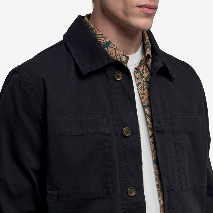 Dark blue Unisex Herringbone Work Jacket for Leisure 7