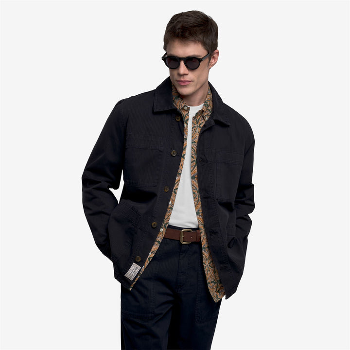 Dark blue Unisex Herringbone Work Jacket for Leisure 6