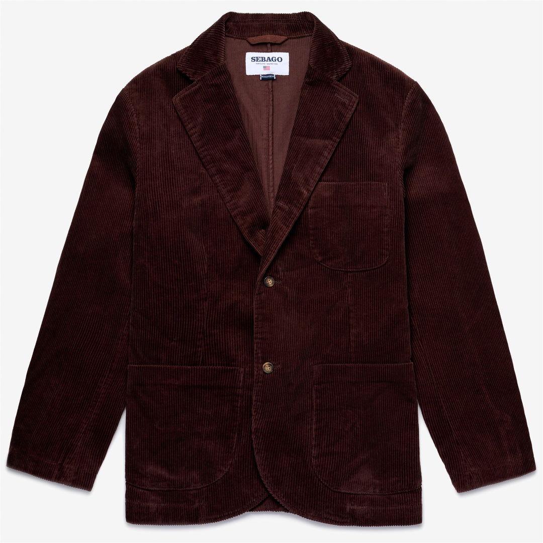 Veste blazer unisexe en velours côtelé marron à la silhouette classique main