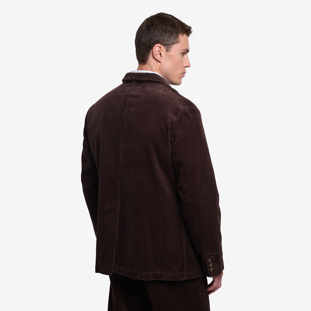 Veste blazer unisexe en velours côtelé marron à la silhouette classique main