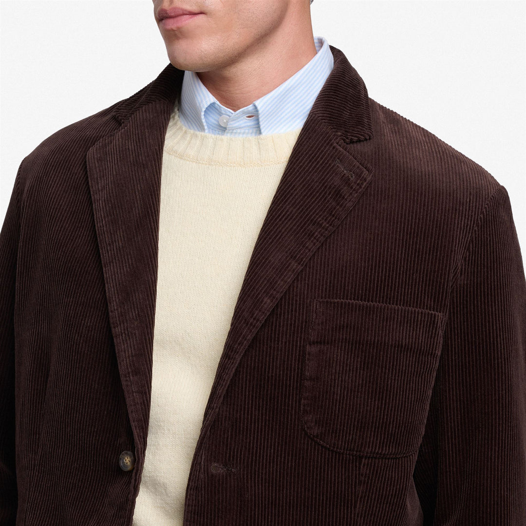 Veste blazer unisexe en velours côtelé marron à la silhouette classique main