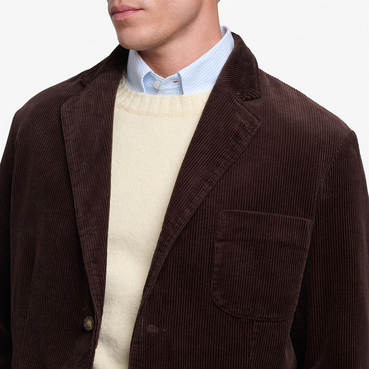 Veste blazer unisexe en velours côtelé marron à la silhouette classique 5