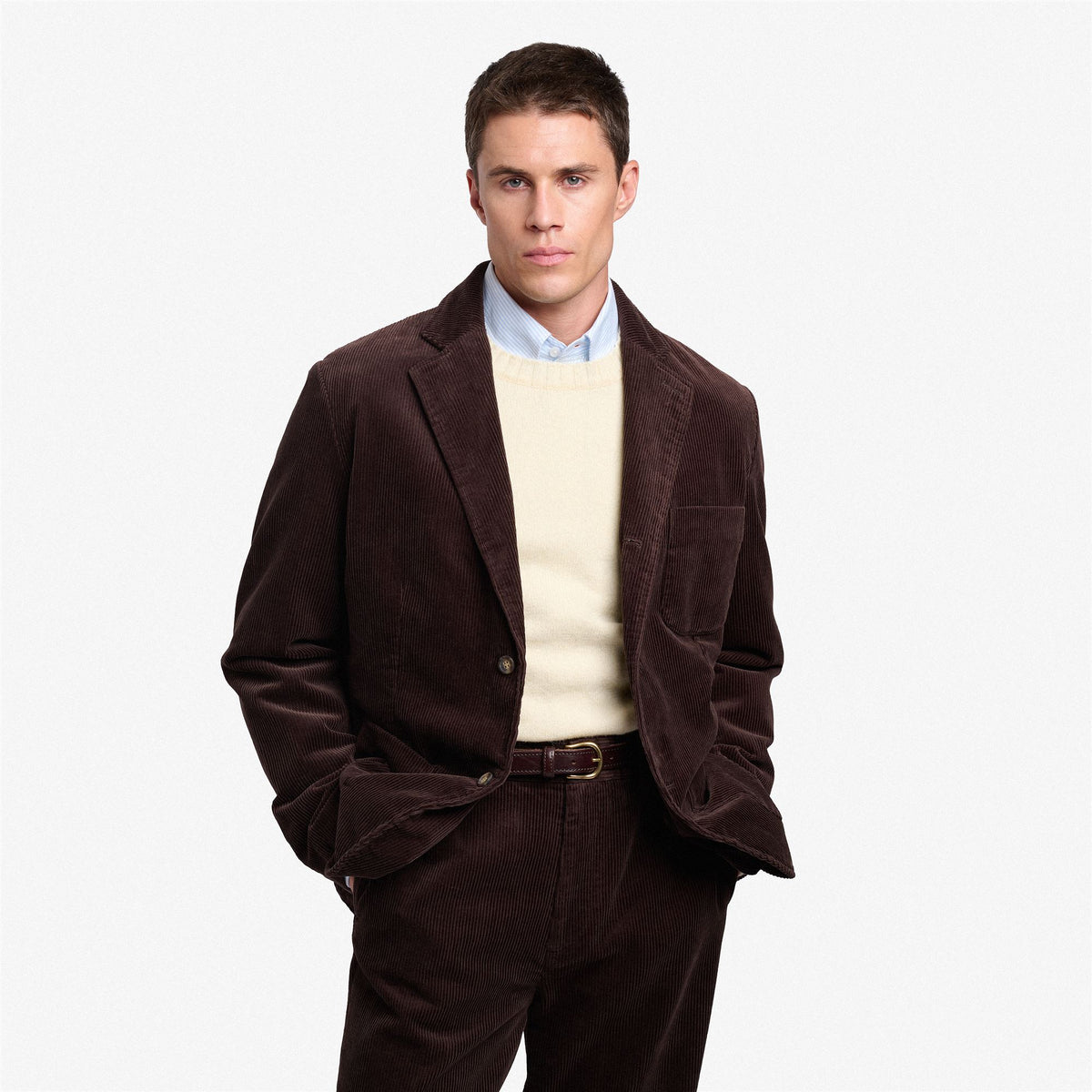 Brown Unisex Cotton Corduroy Dress