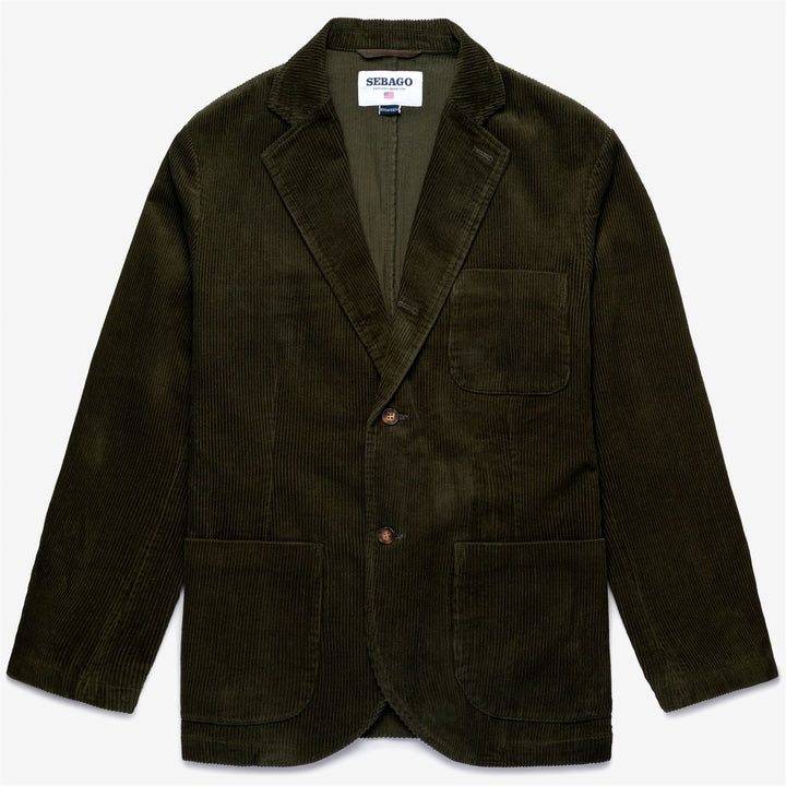 Giacca blazer unisex in velluto a coste verde con design classico 1