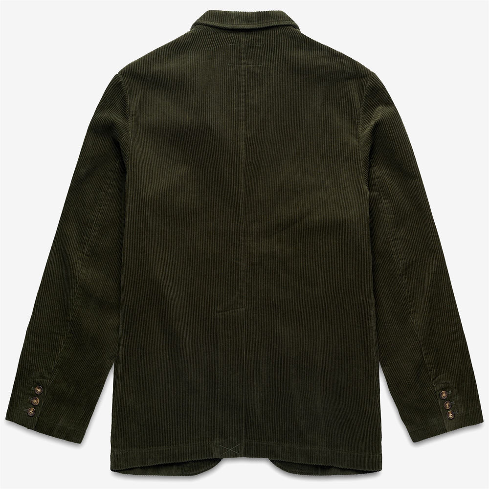 Chaqueta blazer unisex de pana verde con diseño clásico 02