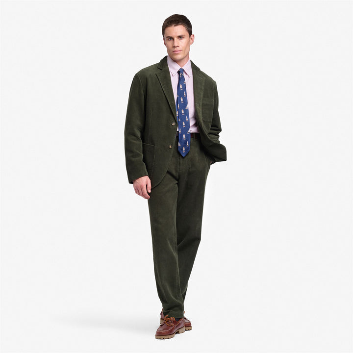 Veste blazer unisexe verte en velours côtelé au design classique 5