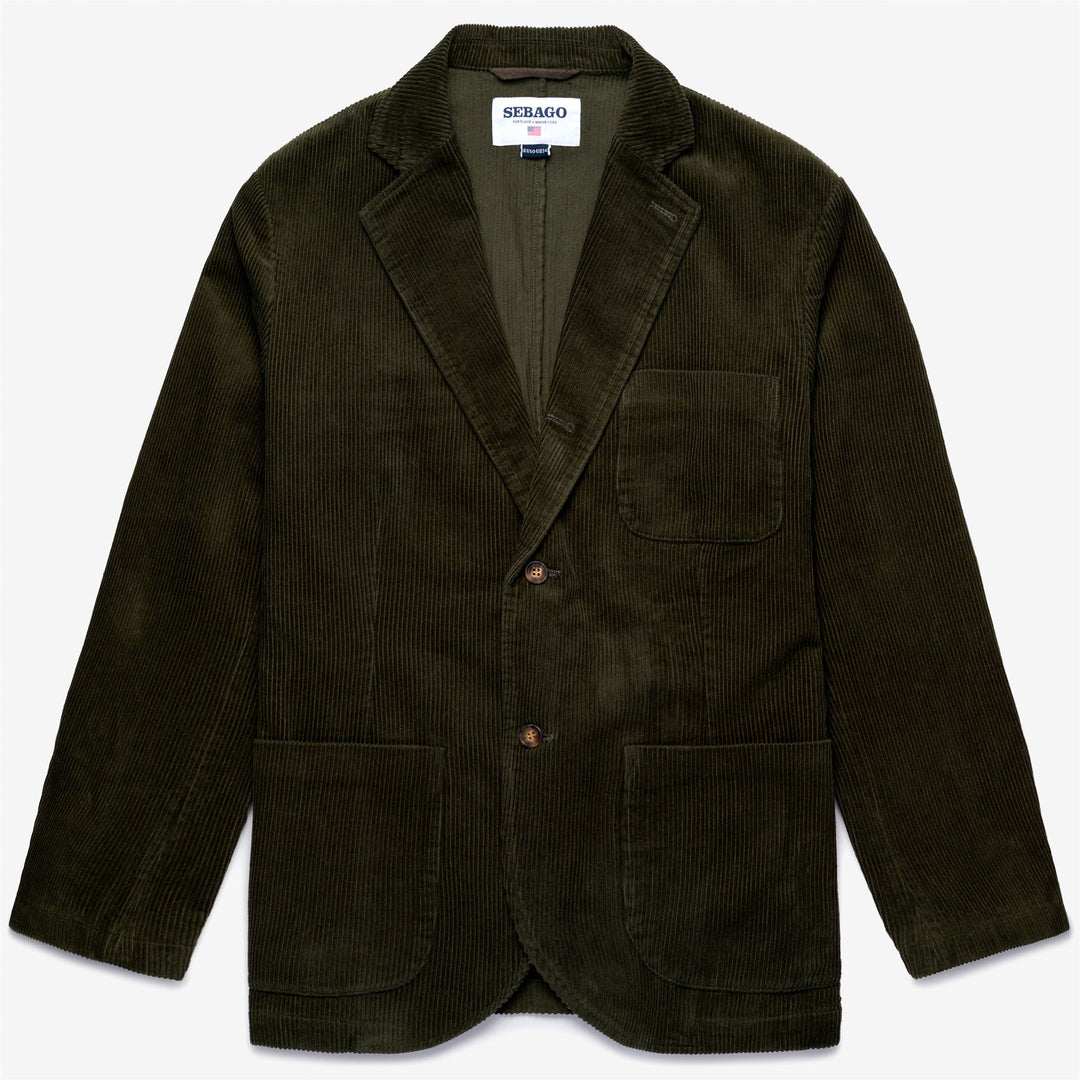 Veste blazer unisexe verte en velours côtelé au design classique main