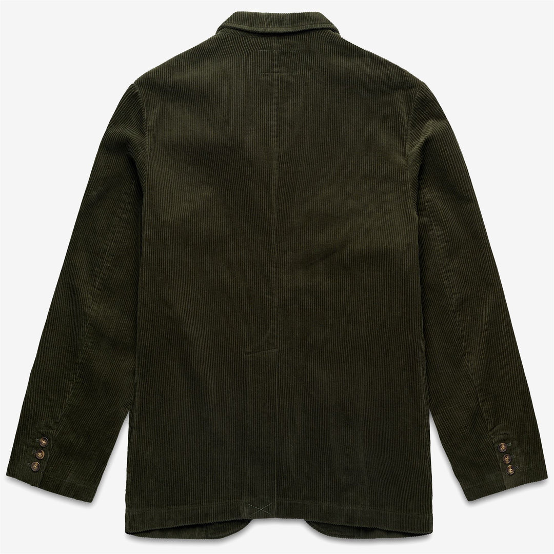 Veste blazer unisexe verte en velours côtelé au design classique main