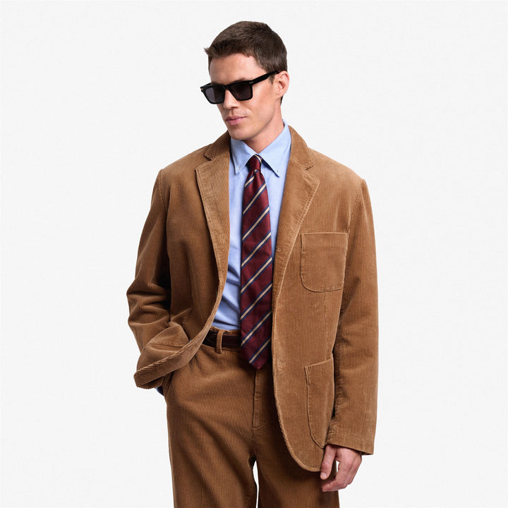 Braune Unisex-Cord-Blazerjacke im klassischen Stil 3