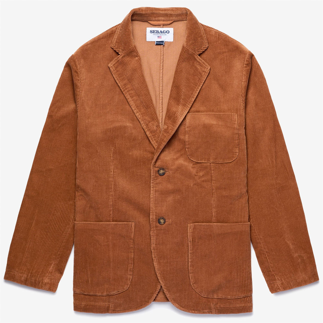 Braune Unisex-Cord-Blazerjacke im klassischen Stil 01