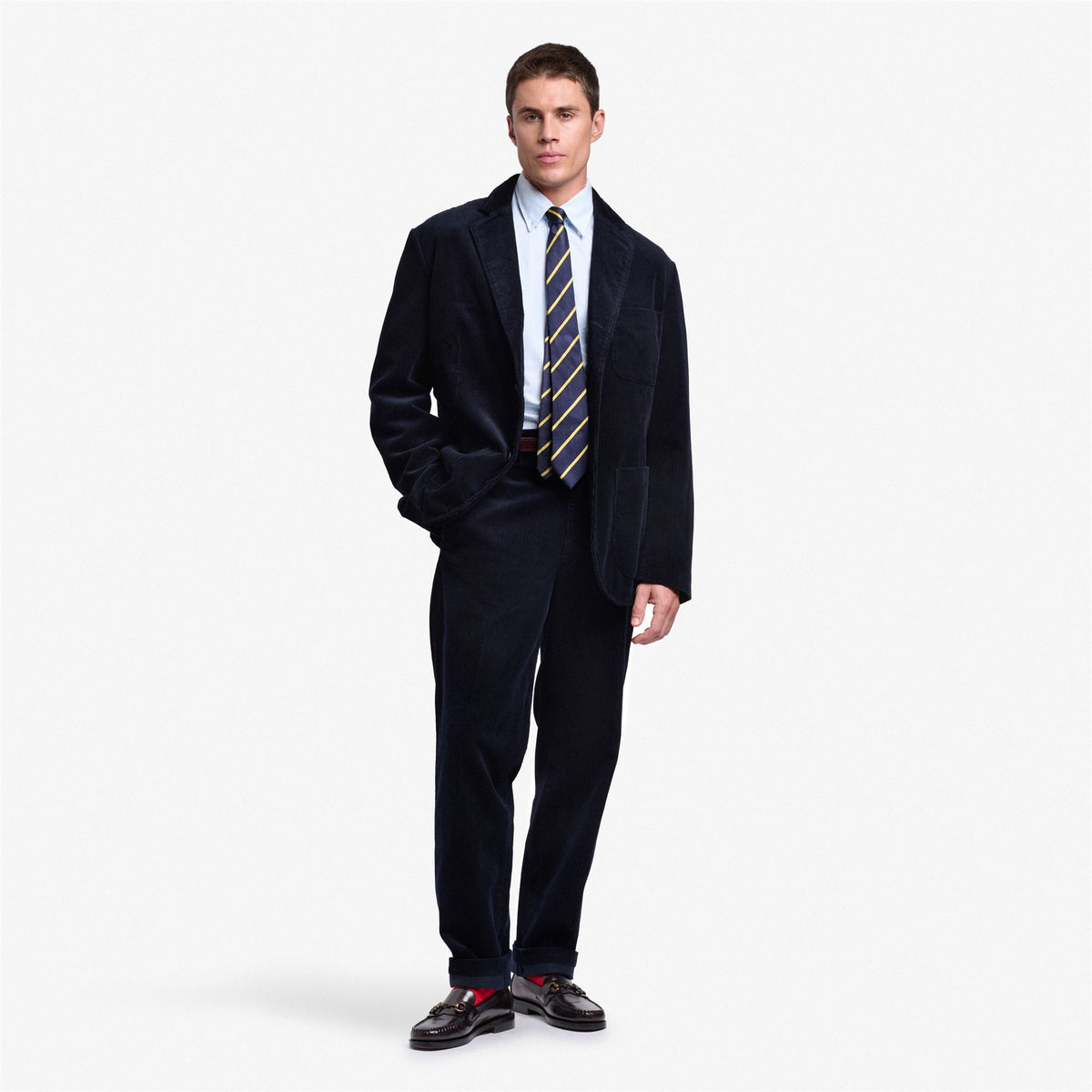 Abito in velluto a coste di cotone blu unisex