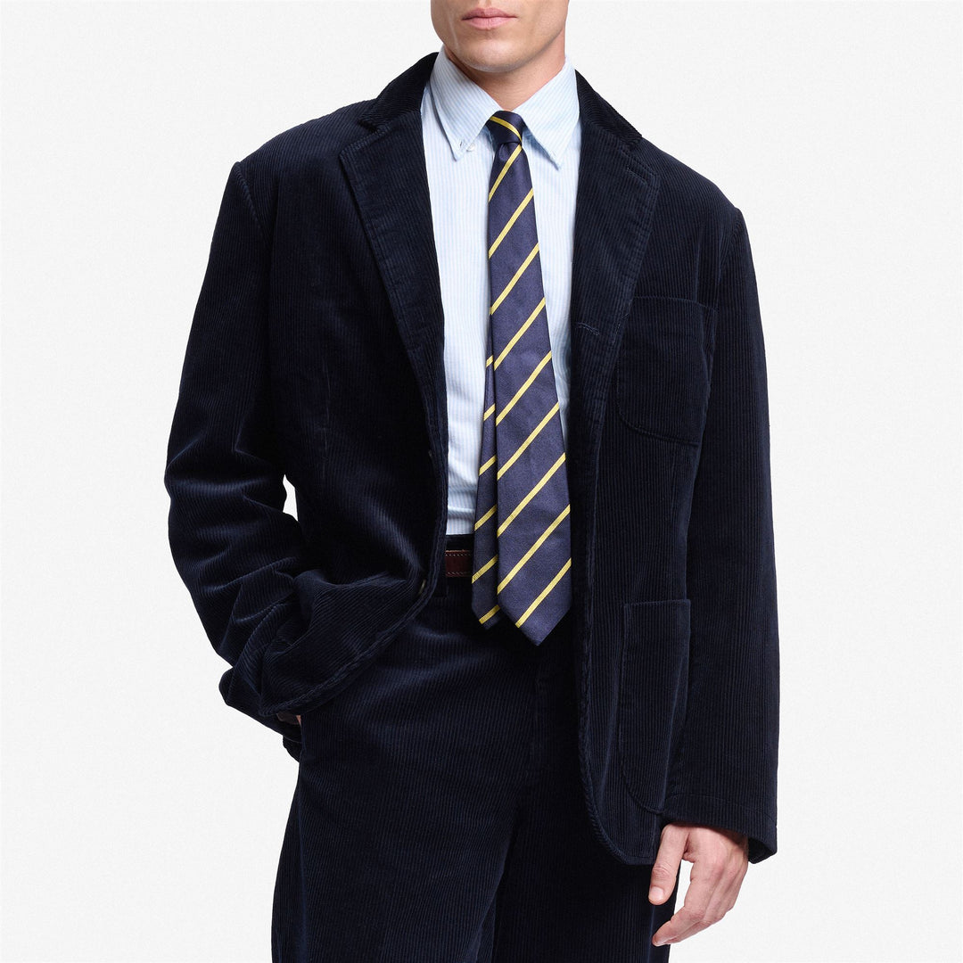 Blue Unisex Corduroy Blazer Jacket with Classic and Sporty Influence main