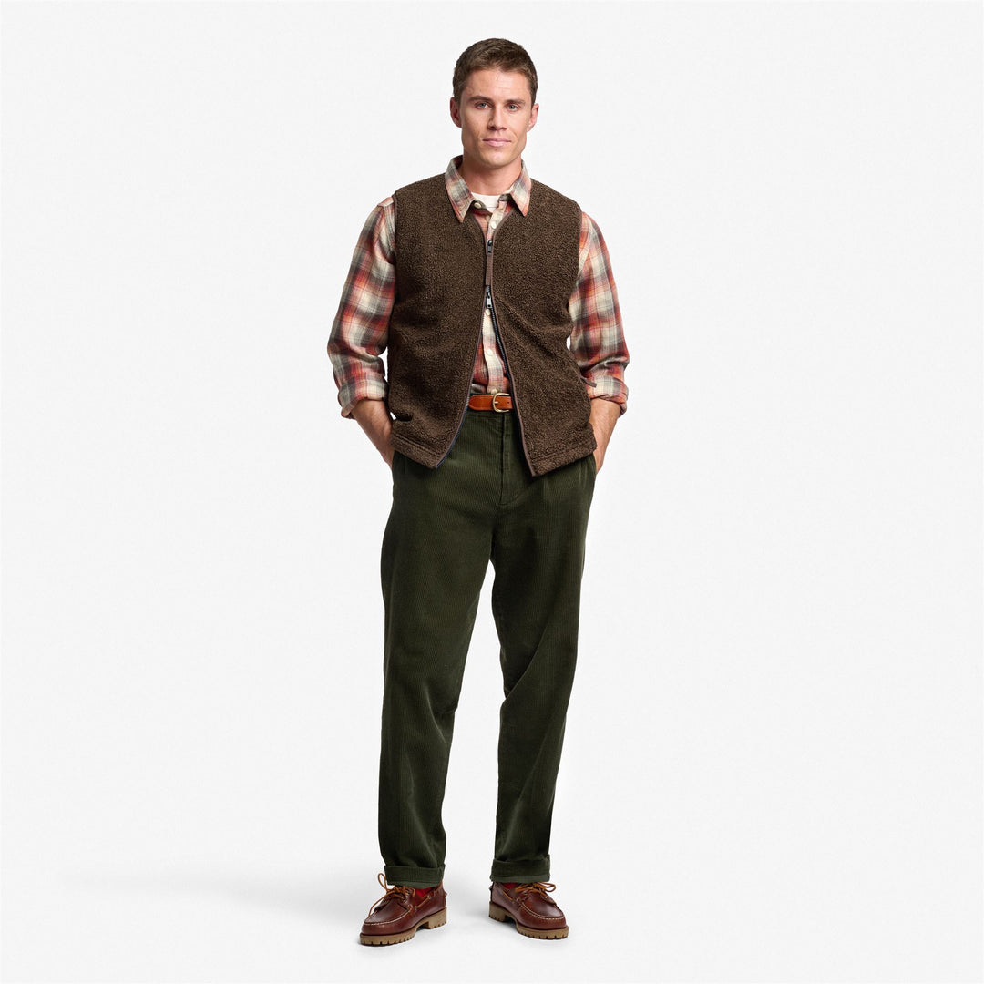 Brown Unisex Fleece Vest with Zip Pockets main