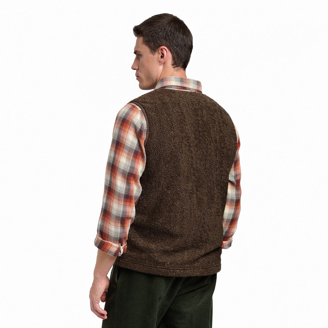 Brown Unisex Fleece Vest with Zip Pockets main