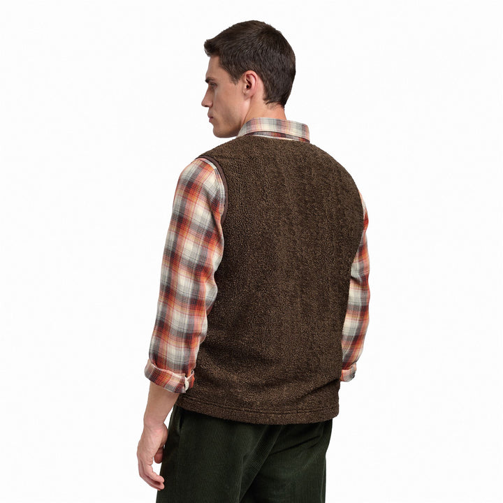 Brown Unisex Fleece Vest with Zip Pockets 4
