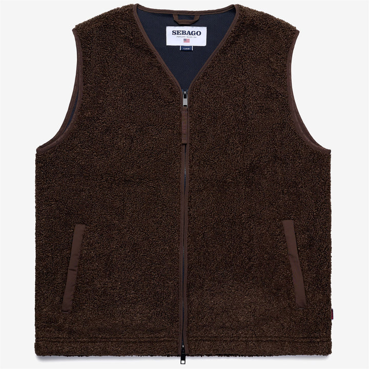 Braune Unisex-Fleeceweste mit Reißverschlusstaschen 1