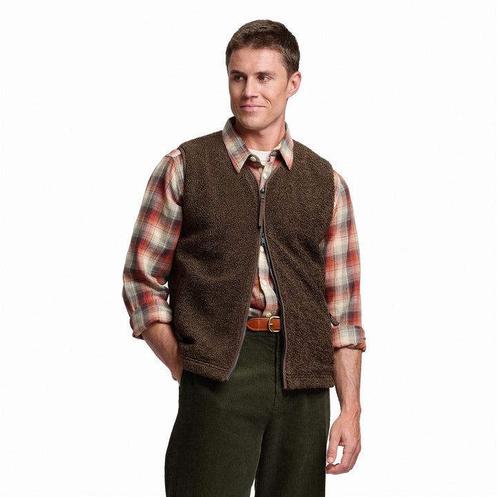 Brown Unisex Fleece Vest with Zip Pockets 3