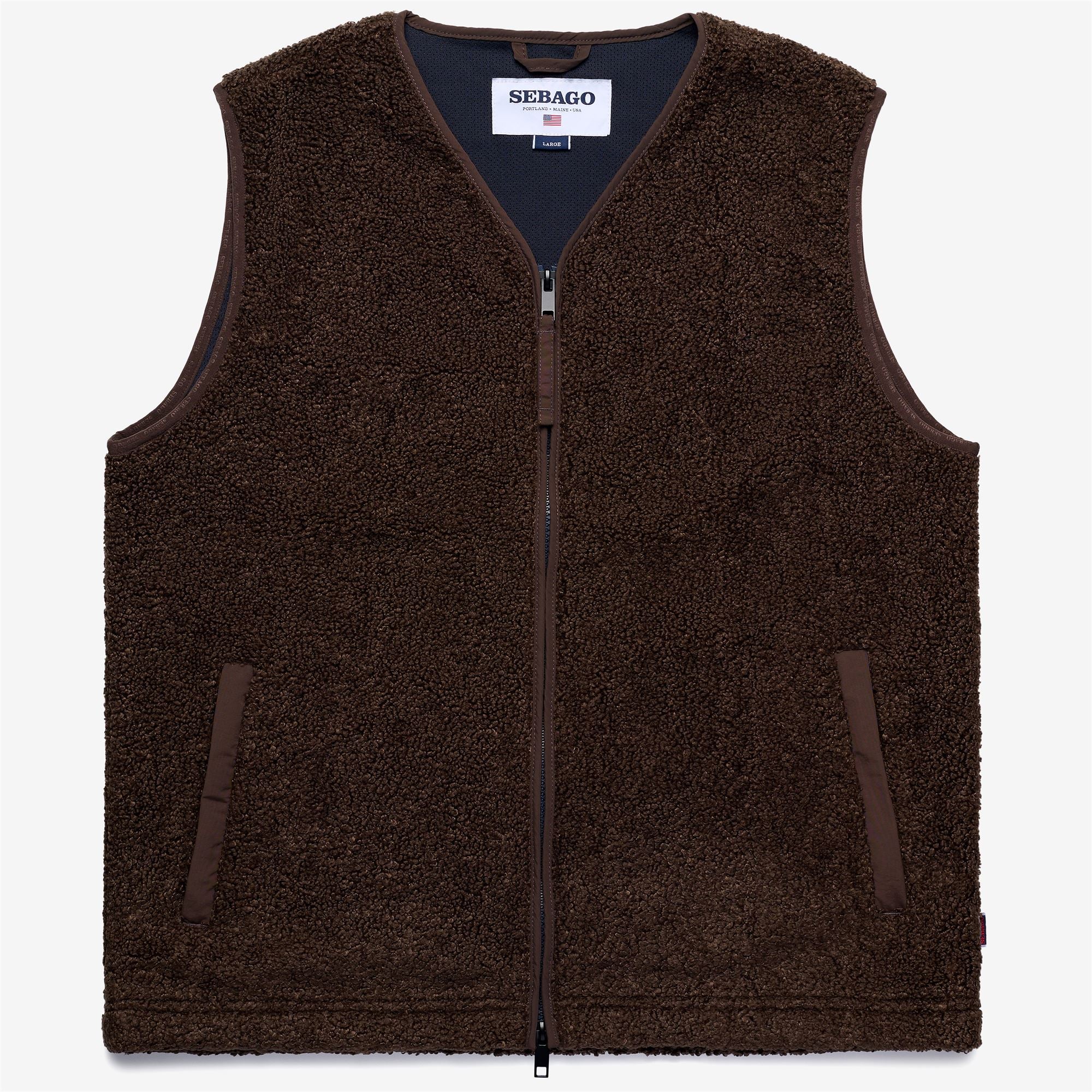 【THIRD MAGAZINE】BROWN SHEEP MOUTON VEST Brown Unisex Fleece Vest with Zip Pockets | Sebago