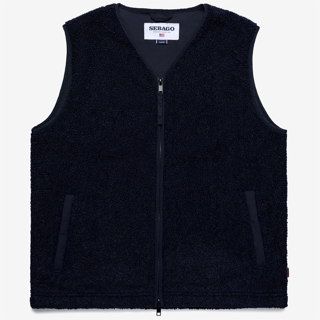 Gilet unisex in pile blu scuro con tasche con cerniera 01