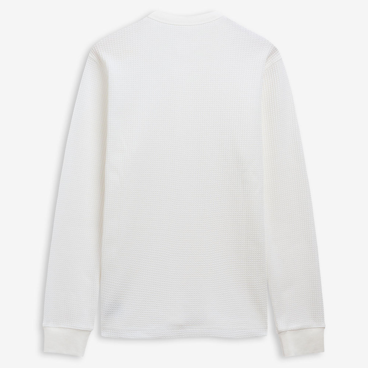 White Unisex Cotton Blend Long-Sleeve Henley T-Shirt