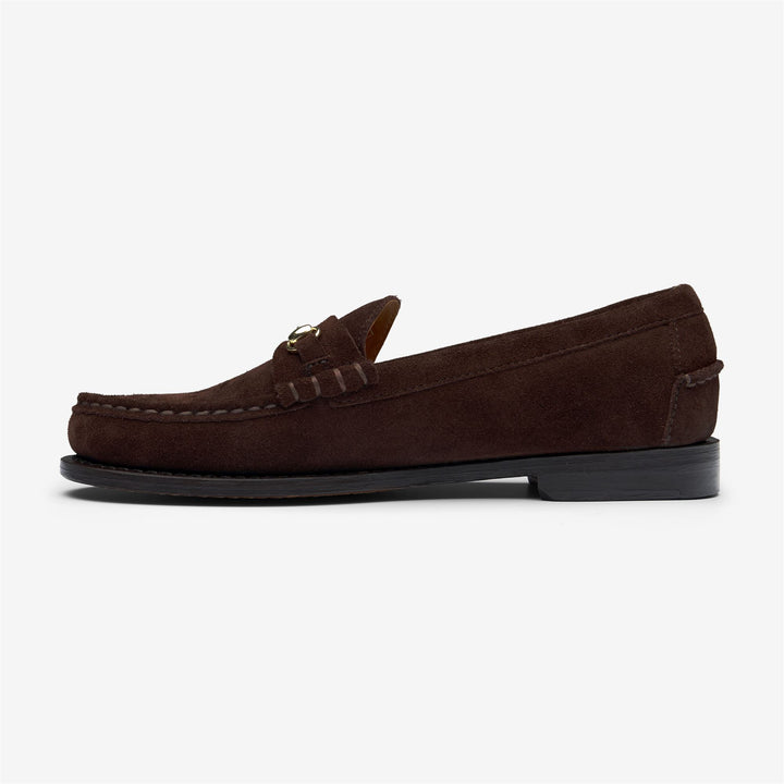 Dunkelbraune Damen-Mokassin-Loafer aus Wildleder mit Horsebit-Detail 3